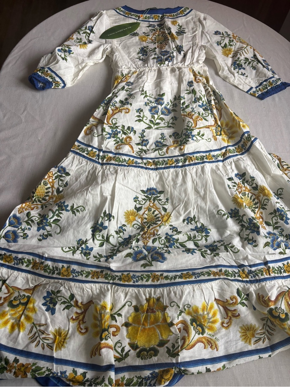 NWT Farm Rio Emily Floral Tapestry Off White Linen Blend Maxi Dress S - Picture 5 of 10